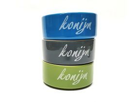 Konijnen voerbak blauw, grijs, groen