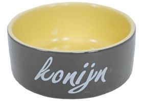 Konijnen voerbak blauw, grijs, groen