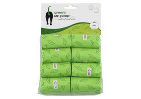Mr.POOP GREEN! Navul. poepzakjes 16 Rolletjes-Groen motief