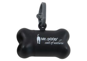Mr.POOP OH CRAP! Houder zwart+2 Rolletjes-Grijs/zwart motief
