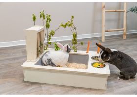 Konijnentoilet met voederstation 70x41x47cm